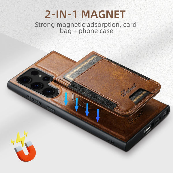 Wallet Phone Case Card Holder Leather Magnetic Pocket Cover Magsafe Wireless charging For Samsung Galaxy S26Ultra S25Plus S24