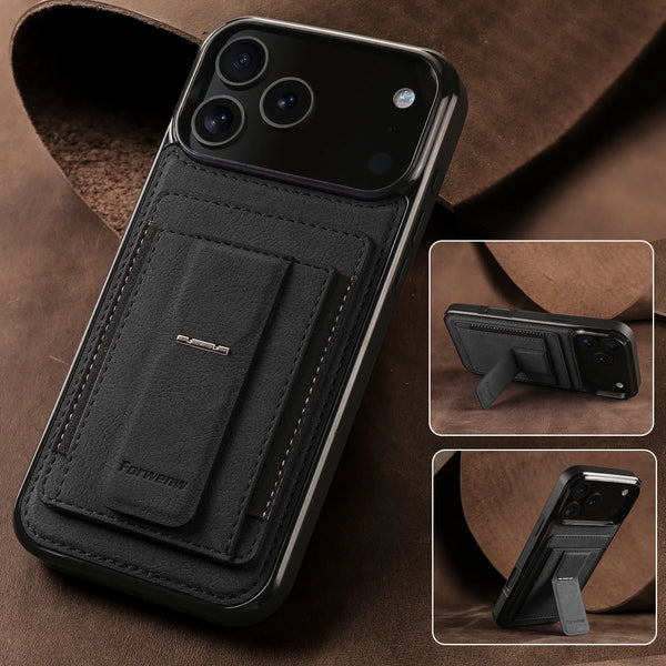 Card Slots Phone Case for Iphone 17 Promax Air 16 16e Pro Max 15 Plus 14 13 12 Mini Kickstand Card Holder Phone Back Cover