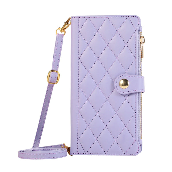 Crossbody Zipper Wallet Case for Samsung Galaxy S25 Ultra Edge S24 Plus S23 FE S22 Kickstand Cards Slots Cash Pocket Phone Cover