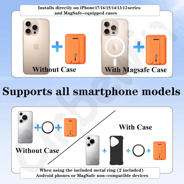 Magnetic Card Bag Cards Holder for iPhone 17 16 15 14 13 Pro Max Samsaung S26 S25 S24 Ultra Google Pixel Xiaomi Huawei Phone