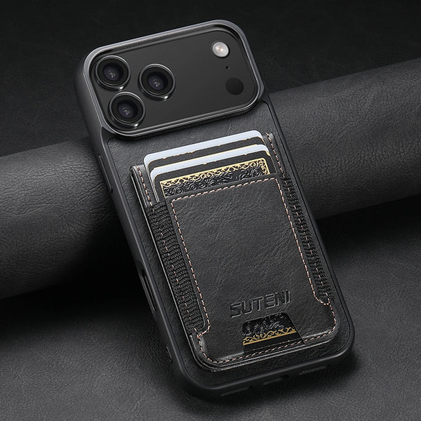 SUTENI Card Holder Bag Phone Case Luxury Faux Leather Stand For iPhone 17 Pro Max 16 Plus 15 14 13 12