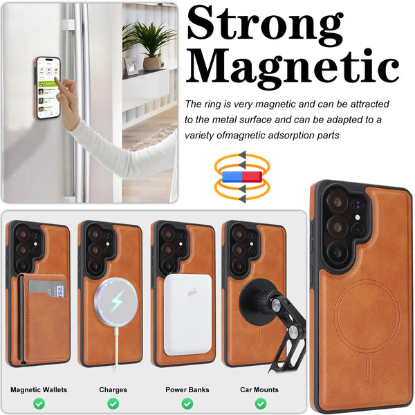 2 in 1 Card Box Leather Case For Samsung Galaxy S26 S25 Ultra S24 Plus S23 S26U S25U S24U Magnetic Cards Holder Phone Cover