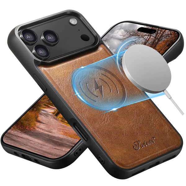 SUTENI Luxury Faux Leather Oil Wax Phone Case For iPhone 17 Pro Max 16 Plus 15 14 13 12