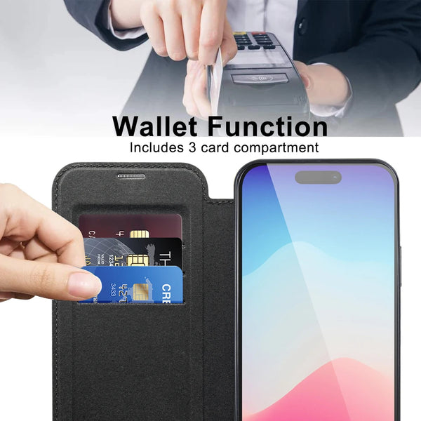 Flip Leather Cover Card Slots Magsafe Phone Case for IPhone 16 14 12 13 15 Pro Max Plus Magnetic Wireless Charging Wallet Case