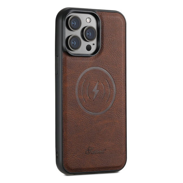 SUTENI PU Leather Compatible Wireless Charging Case Luxury Phone Case for Men For iPhone 12 13 14 15 Plus 16 Pro Max