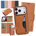 2 in 1 Leather Wallet Case for Iphone 17 Promax 17e 16e 16 Pro Max 15 Plus 14 13 12 Cash Card Slots Phone Cover WIth Hand Strap