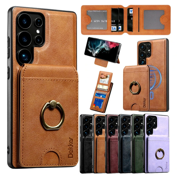 2 in 1 Case For Samsung Galaxy S25 Ultra S24 Plus S23 A14 A15 A16 A34 A35 A36 A52 A53 A54 A55 4G 5G Card Slots Ring Phone Cover