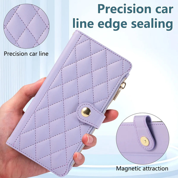 Crossbody Zipper Wallet Case for Samsung Galaxy A05 A06 A07 A15 A16 A17 A25 A35 A36 A53 A54 A55 A56 A72 A73 4G 5G Phone Cover