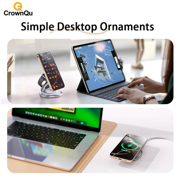 Qi2.2 3-in-1 Metal Magnetic Wireless Charger 25W Fast Charging Station 360° Rotation Foldable for iPhone 17 16 15 Watch Airpods
