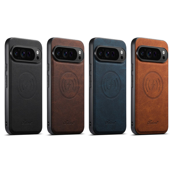 SUTENI Luxury Faux Leather Phone Case Magnet Wireless Charging Frosted Feel For Google Pixel 10 Pro XL 9 8A 7 6