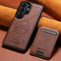 Wireless Charging Magnet Faux Leather Phone Case Card Holder Stand Smooth Surface Wallet 2-in-1 For Samsung Galaxy S26 Ultra S25