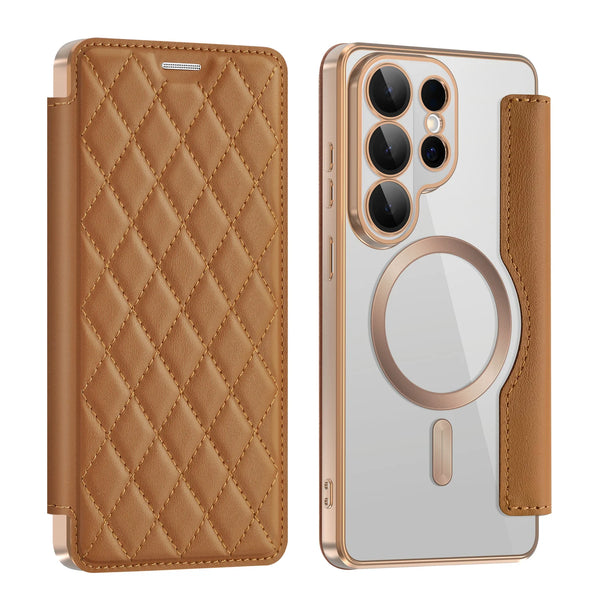 Leather Flip Case for Samsung Galaxy S26 Ultra S25 Edge S24 Plus Fe S22 S23 S26U S25U Card Holder Slots Magnetic Phone Cover
