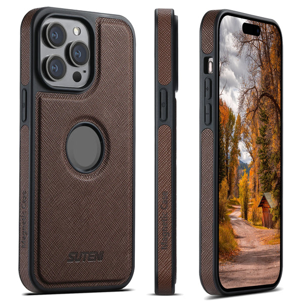 SUTENI Luxury Faux Leather Magnet Wireless Charging Phone Case For iPhone 16 Pro Max 15 Plus 14 13 12