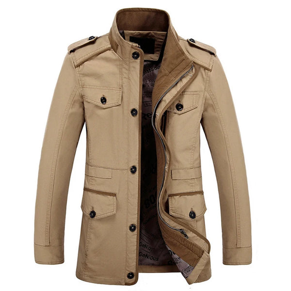 High Quality Men's Casual Jacket 6XL Male Windbreaker Oversized Cotton Classic Jackets Men Clothing Trench Coat A4F5806