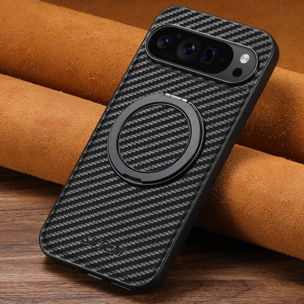 SUTENI Faux Leather Mobile Phone Case Magnet Wireless Charging 360° Rotating Stand Ring Buckle For Google Pixel 10ProXL 9 8A 7 6