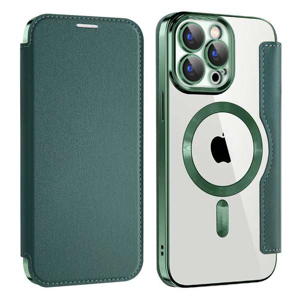 Flip Leather Cover Card Slots Magsafe Phone Case for IPhone 16 14 12 13 15 Pro Max Plus Magnetic Wireless Charging Wallet Case