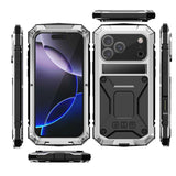 360 Protective Sturdy Military Metal Case for iPhone 17 Pro / Air / 16 Pro Max Shockproof Tempered Glass Built-in Silicone Cover