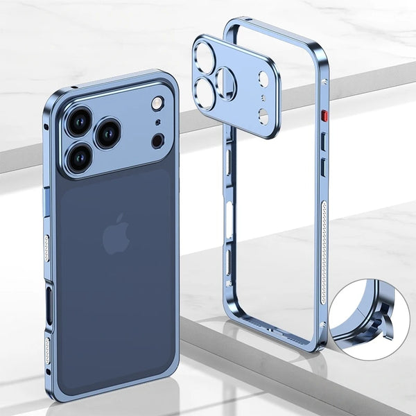 Luxury Metal Alloy Lens Protect Frame Phone Case For iPhone 17 Air 16 15 14 13 12 Pro Max Plus Silicone Lining Shockproof Bumper