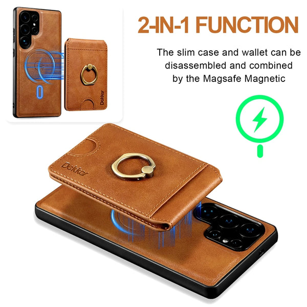 2 in 1 Case For Samsung Galaxy S25 Ultra S24 Plus S23 A14 A15 A16 A34 A35 A36 A52 A53 A54 A55 4G 5G Card Slots Ring Phone Cover