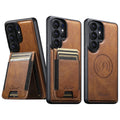 SUTENI Faux Leather Phone Case Wireless Charging Magnet Card Holder Stand For Samsung Galaxy S26 Ultra S25 Plus S24 S23+