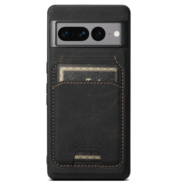 SUTENI Wireless Charging Phone Case Magnet Card Holder Stand Faux Leather For Google Pixel 9XL 8Pro 7A 6