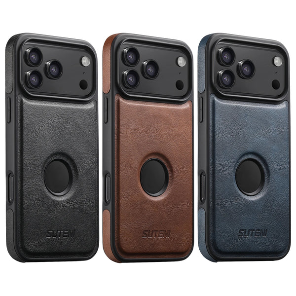SUTENI Wireless Charging Luxury Faux Leather Magnet Phone Case For iPhone 17 Pro Max 16 Plus 15 14 13 12