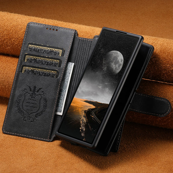 SUTENI Faux Leather Wireless Charging Card Holder Stand Wallet Magnetic Flip Cover Phone Case For Samsung Galaxy Z Fold 7 6