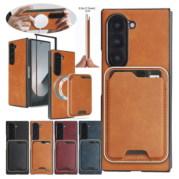 2 in 1 Ultra Thin Case for Samsung Galaxy Z Fold 7 6 5 4 3 Fold7 Fold6 Fold5 Fold4 Fold3 Wireless Charger Wallet Phone Cover