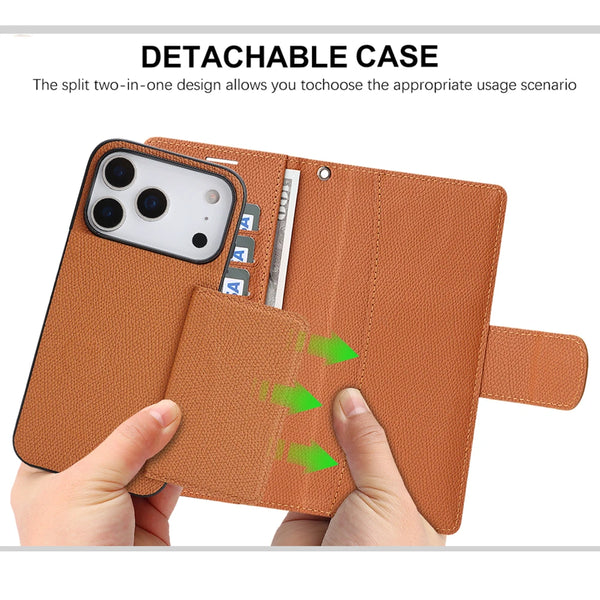 2 in 1 Leather Wallet Case for Iphone 17 Promax 17e 16e 16 Pro Max 15 Plus 14 13 12 Cash Card Slots Phone Cover WIth Hand Strap