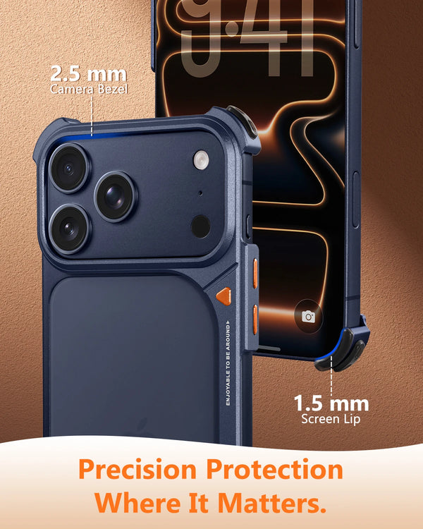 Oatsbasf Metal Frameless Phone Case for iPhone 17 Pro Max 9 Shape Phone Cover Slim Bumper Bare Phone Feel Shell for iPone 17 Pro