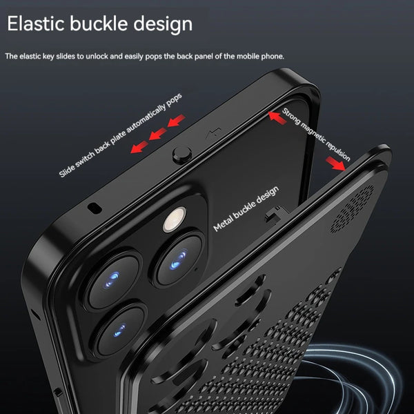 For iPhone 17 14 15 16 Pro Max Metal Heat Dissipation Phone Case Aluminum Alloy Aromatic Ultra-thin Shock-absorbing Back Cover