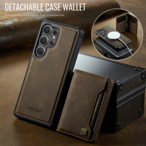 Magnetic Magsafe Flip Leather Case for Samsung Galaxy S26 Ultra S25 Edge S24 Plus A16 A26 A36 A56 2 in 1 Wallet Card Cover Coque