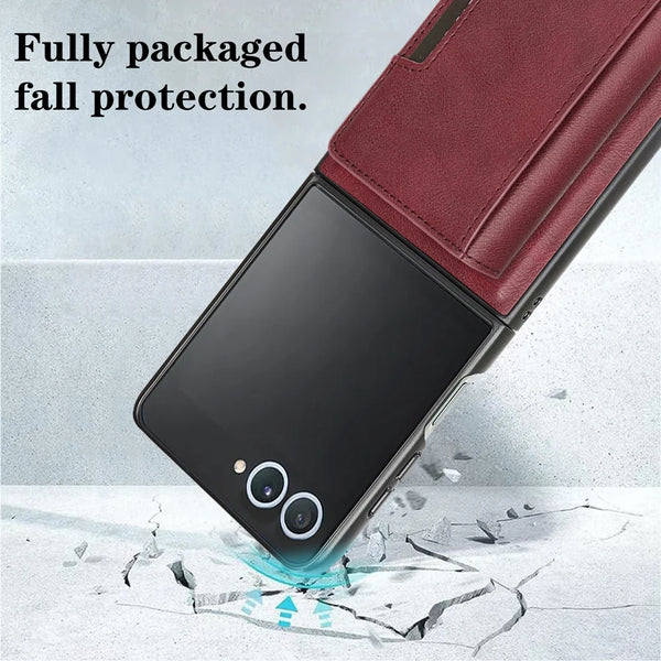 2 In 1 Magnetic Case For Samsung Galaxy Z Flip 7 6 5 4 3 Flip Cover Flip7 Flip6 Flip5 7 Cards Slots Holder Leather Phone Cover