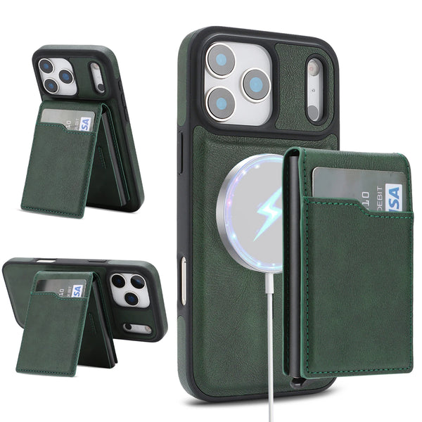 2 in 1 Leather Case For iphone 17 Air 16 Promax 15 Pro Max 14 Plus 13 12 Magnetic Magsafe Cards Holder Card Slots Phone Cover