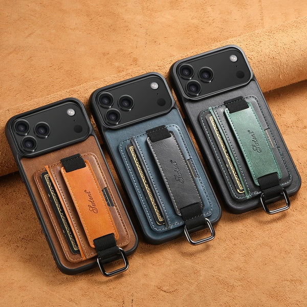 Leather Case For iPhone 17 Promax Air 16E 16 Pro Max 15 Plus 14 Pro 13 PM 12 iphone17 iphone 16 Card Slots hand Hold Phone Cover