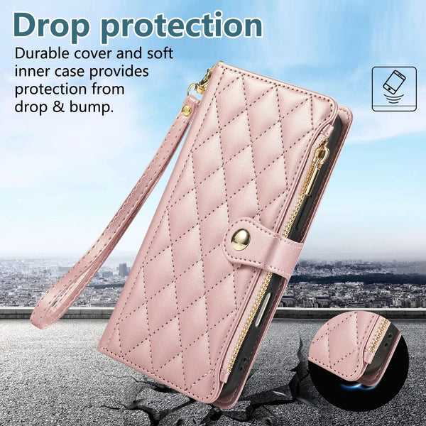 Crossbody Zipper Wallet Case for iphone 17 Promax Air 16 Pro max 15 Plus 14 13 12 Kickstand Cards Slots Cash Pocket Phone Cover
