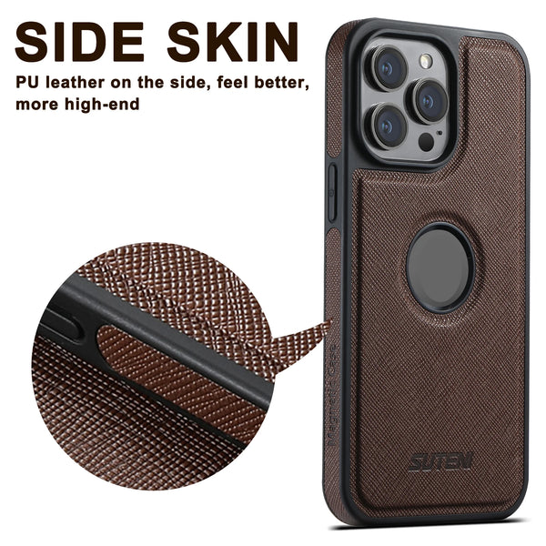 SUTENI Luxury Faux Leather Magnet Wireless Charging Phone Case For iPhone 16 Pro Max 15 Plus 14 13 12