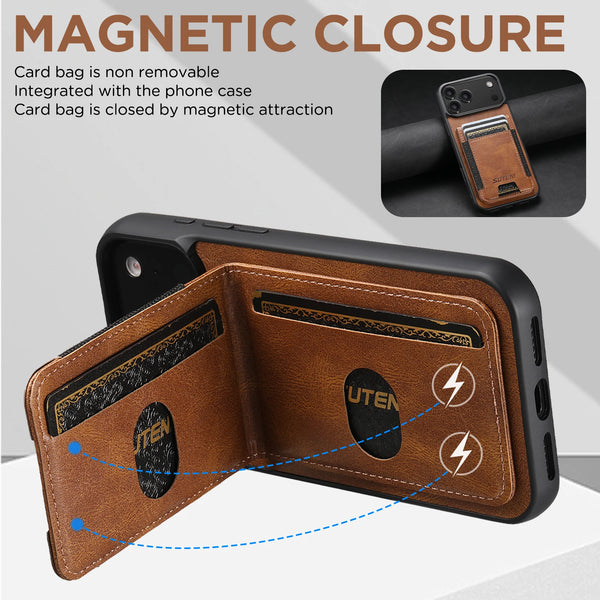 SUTENI Card Holder Bag Phone Case Luxury Faux Leather Stand For iPhone 17 Pro Max 16 Plus 15 14 13 12