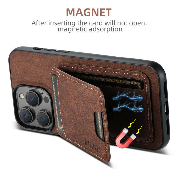SUTENI Card Holder Card Cover Mobile Phone Case Luxury PU Leather Phone Holder For iPhone 16ProMax 15Plus 14 13 12 11 XR X
