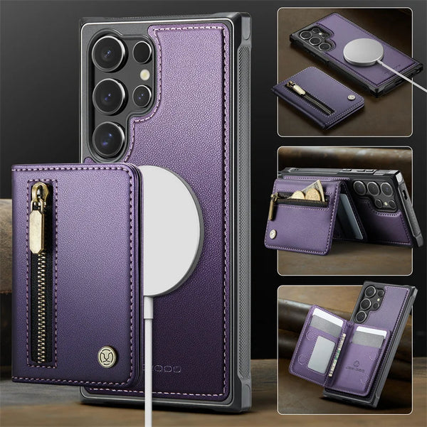 Magnetic Flip Leather Phone Case for Samsung Galaxy S26 Ultra S25 FE S24 Plus S23 S22 S21 5G Wireless Charging Wallet Card Cover