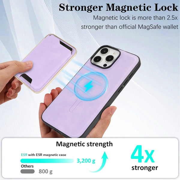 2 in 1 Leather Case For Iphone 17 16 ProMax 15 Plus 14 Pro Max 13 12 16e Magsafe Ultra Thin Magnetic Card Slot Bag Phone Cover