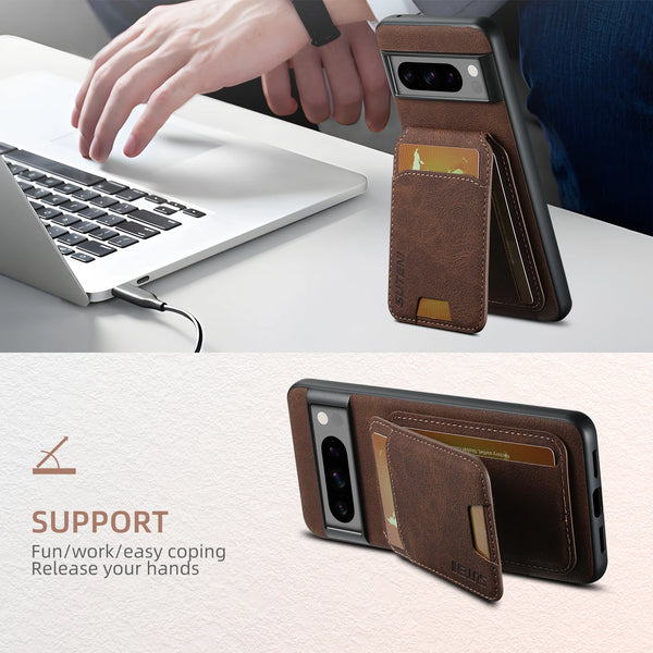 SUTENI Luxury Faux Leather Stand Card Holder Phone Case Frosted Feel For Google Pixel 9XL 8Pro 7A 6