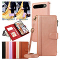 Crossbody Leather Wallet Case  for Google Pixel 10 9 Pro XL 8 7 9A 8A 7A Card Slots Holder Kickstand Lanyard Zipper Phone Case