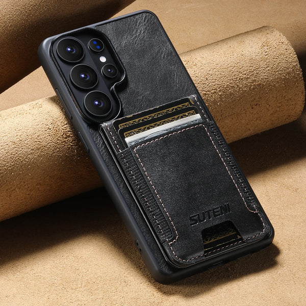 SUTENI Card Holder Phone Case Luxury Faux Leather Stand For Samsung Galaxy S26 Ultra S25 Plus S24 S23