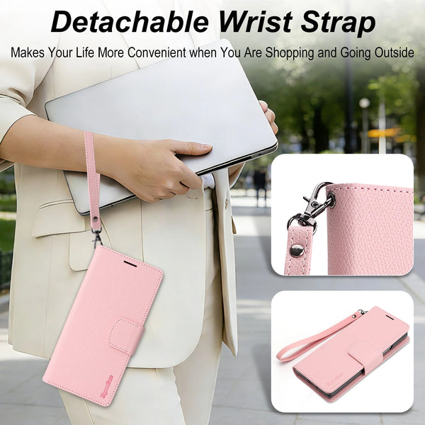 2 in 1 Leather Wallet Case for Samsung Galaxy Z Fold 7 6 5 4 3 Fold7 Fold6 Fold5 Cash Card Slots Phone Cover WIth Hand Strap