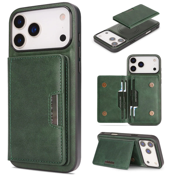 2 in 1 Leather Case for IPhone 17 Air 16 Promax 15 Plus 14 Pro Max 13 Pm 12  Kickstand Magsafe Wrieless Charging Phone Cover