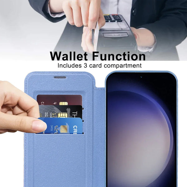 Leather Flip Case for Samsung Galaxy S25 S24 S22 S23 Plus Ultra S25U Card Holder Magnetic Camera Protection Phone Cover