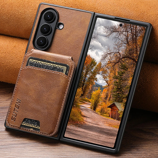 Leather Case for Samsung Galaxy Z Fold 7 6 5 Fold7 Fold6 Fold5 Kickstand Card Slots Bag Cards Holder Anti-Fall Phone Cover