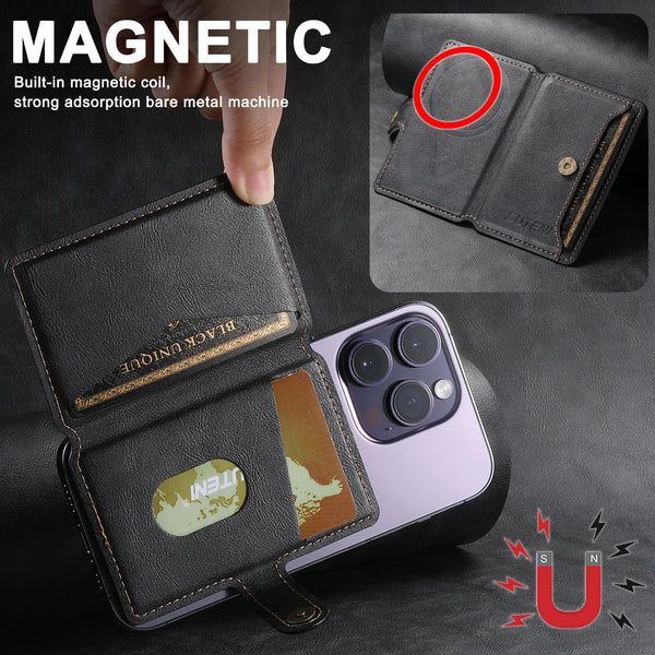 SUTENI Magnetic phone case Card holder Wallet Luxury PU leather black/brown/blue/purple