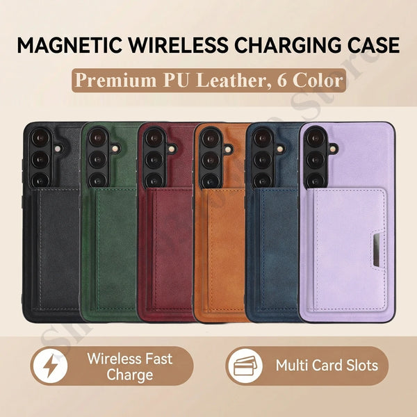2 in 1 Leather Case for Samsung Galaxy A14 A15 A16 A17 A26 A34 A35 A36 A37 A52 A53 A54 A55 A56 A57 4G 5G Cards slots Phone Cover